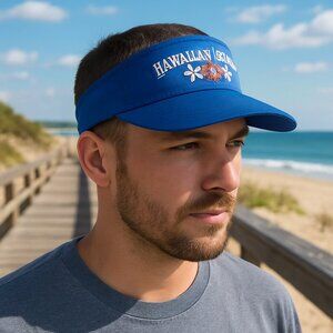 Vintage Hawaiian Islands Royal Blue Visor by Headmost